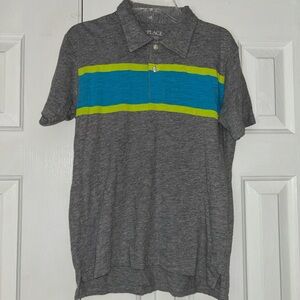 Place Gray and Blue Polo Shirt with Stripes